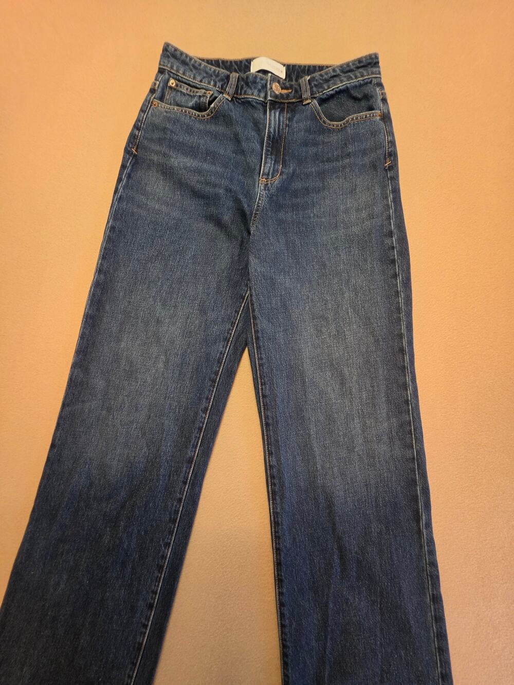 Zara Z1975 High-Rise Wide-Leg Relaxed-Straight Blue Jeans Sz 6